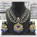 JCM Gold Plated Polki Kundan Stone And Beads Necklace Set