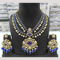 JCM Gold Plated Polki Kundan Stone And Beads Necklace Set