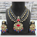 JCM Gold Plated Polki Kundan Stone And Beads Necklace Set