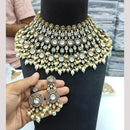 JCM Gold Plated Polki Kundan Stone And Beads Choker Necklace Set