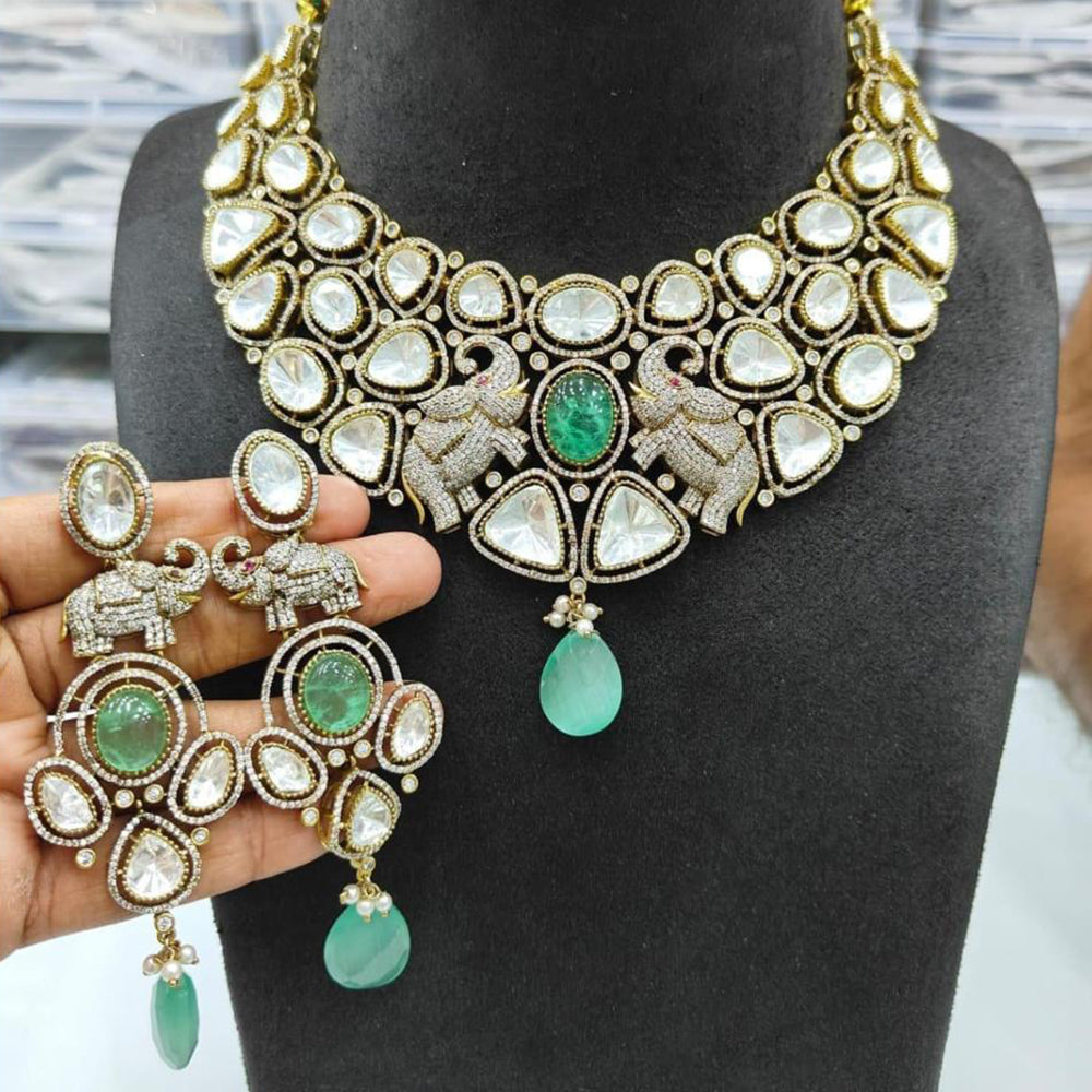 JCM Jewellery Gold Plated Polki Kundan Stone Choker Necklace Set