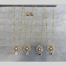 JCM Gold Plated Kundan Stone Chain Pendent Set