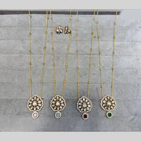 JCM Gold Plated Kundan Stone Chain Pendent Set