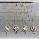 JCM Gold Plated Kundan Stone Chain Pendent Set