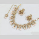 JCM Gold Plated Crystal Stone And Pearls Necklace Set