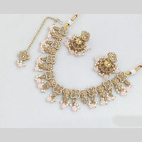 JCM Gold Plated Crystal Stone And Pearls Necklace Set