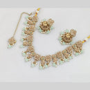 JCM Gold Plated Crystal Stone And Pearls Necklace Set
