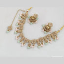 JCM Gold Plated Crystal Stone And Pearls Necklace Set