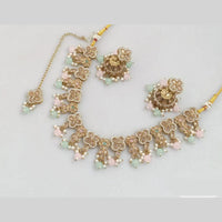 JCM Gold Plated Crystal Stone And Pearls Necklace Set