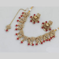 JCM Gold Plated Crystal Stone And Pearls Necklace Set