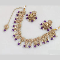 JCM Gold Plated Crystal Stone And Pearls Necklace Set