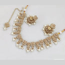 JCM Gold Plated Crystal Stone And Pearls Necklace Set
