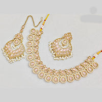 JCM Gold Plated Crystal Stone And Pearls Necklace Set