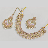JCM Gold Plated Crystal Stone And Pearls Necklace Set