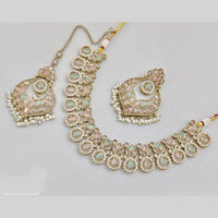 JCM Gold Plated Crystal Stone And Pearls Necklace Set