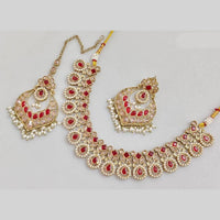 JCM Gold Plated Crystal Stone And Pearls Necklace Set