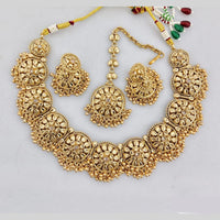 JCM Gold Plated Pota Stone And Pearls Necklace Set