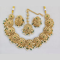 JCM Gold Plated Pota Stone And Pearls Necklace Set