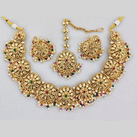 JCM Gold Plated Pota Stone And Pearls Necklace Set