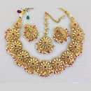 JCM Gold Plated Pota Stone And Pearls Necklace Set