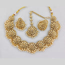 JCM Gold Plated Pota Stone And Pearls Necklace Set