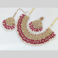 JCMGold Plated Crystal Stone And Pearls Necklace Set