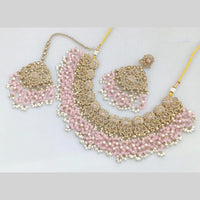 JCMGold Plated Crystal Stone And Pearls Necklace Set
