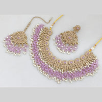 JCMGold Plated Crystal Stone And Pearls Necklace Set