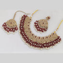 JCMGold Plated Crystal Stone And Pearls Necklace Set
