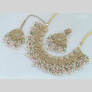 JCMGold Plated Crystal Stone And Pearls Necklace Set