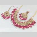JCMGold Plated Crystal Stone And Pearls Necklace Set