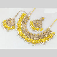 JCMGold Plated Crystal Stone And Pearls Necklace Set
