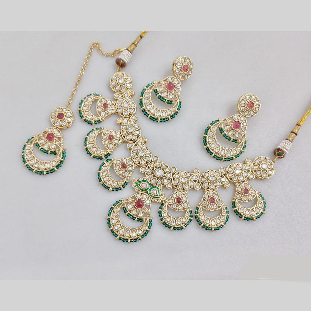 JCM Gold Plated Kundan Stone Neckalce Set