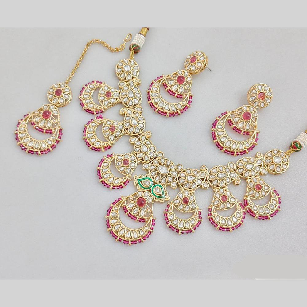 JCM Gold Plated Kundan Stone Neckalce Set