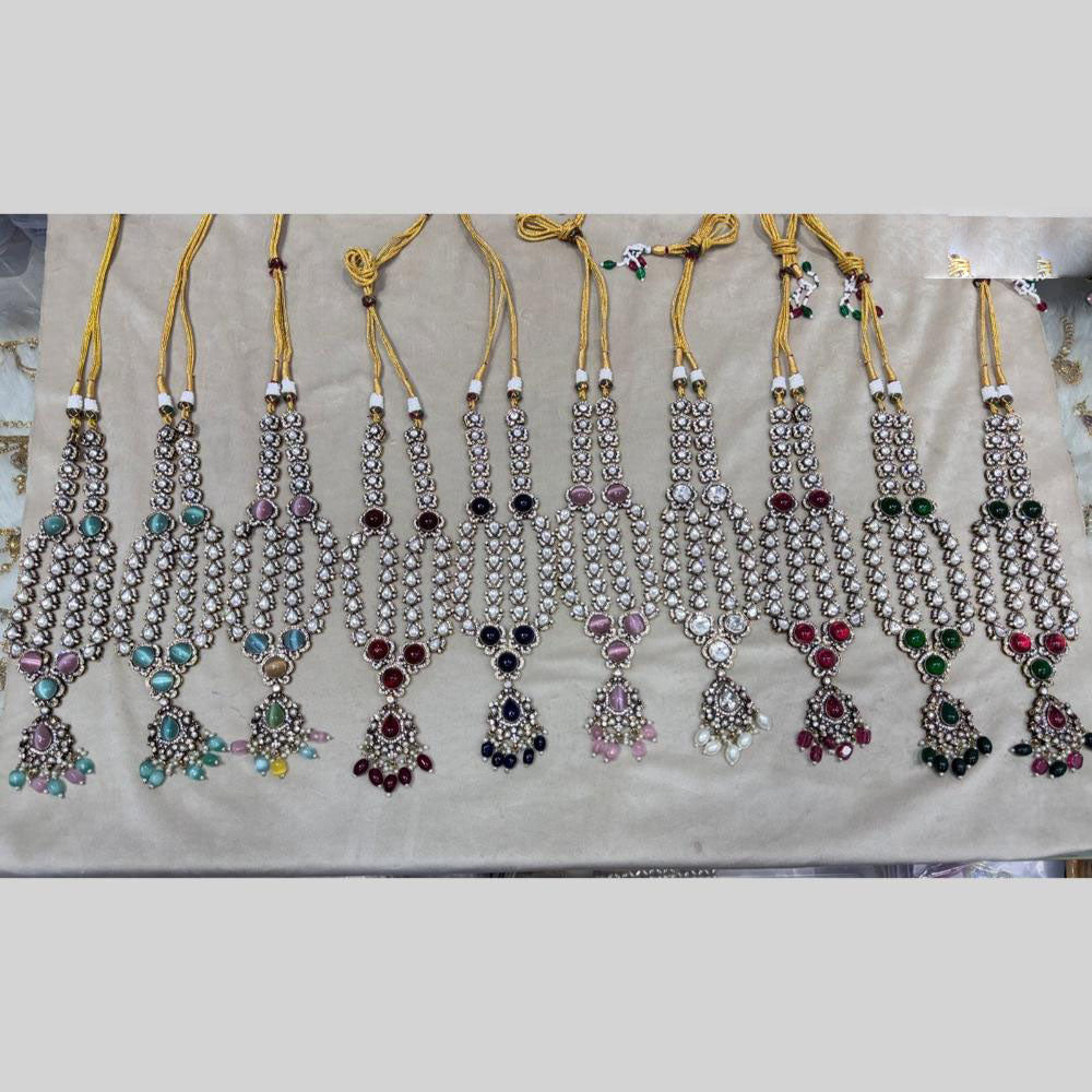 JCM Jewellery Gold Plated Kundan Stone And Beads Necklace Set