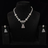 JCM Silver Plated American Daimonds And Pearls Neckalce Set