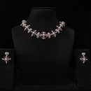 JCM Silver Plated American Daimonds And Pearls Neckalce Set
