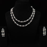 JCM Jewellery Silver Plated American Daimonds And Pearls Neckalce Set