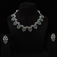 JCM Silver Plated American Daimonds And Pearls Neckalce Set