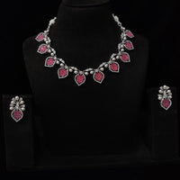 JCM Silver Plated American Daimonds And Pearls Neckalce Set