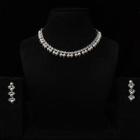 JCM Silver Plated American Daimonds And Pearls Neckalce Set