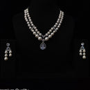 JCM  Silver Plated American Daimonds And Pearls Neckalce Set
