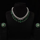 JCM Silver Plated American Daimonds And Pearls Neckalce Set