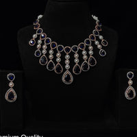 JCM Rose Gold Plated American Daimonds And Pearls Neckalce Set