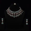 JCM Rose Gold Plated American Daimonds And Pearls Neckalce Set