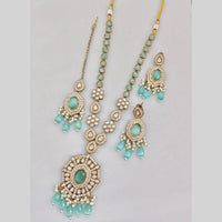 JCM Gold Plated Crystal And Pota Stone Beads Long Necklace Set