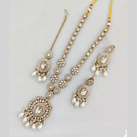 JCM Gold Plated Crystal And Pota Stone Beads Long Necklace Set