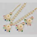 JCM Gold Plated Kundan Stone And Beads Meenkari Long Neckalce Set