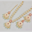 JCM Gold Plated Kundan Stone And Beads Meenkari Long Neckalce Set
