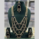 JCM Jewellery Gold Plated Kundan And Austrain Stone Multi Layer long Necklace Set
